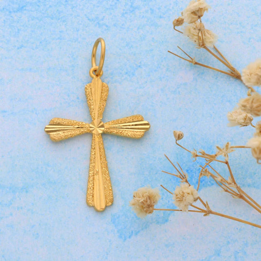 Gold Cross Shaped Pendant 21Kt - Fkjpnd21K8565 Pendants