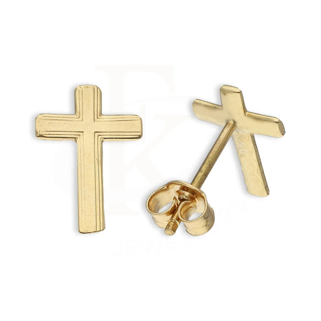 Gold Cross Stud Earrings 18Kt - Fkjern18K5531