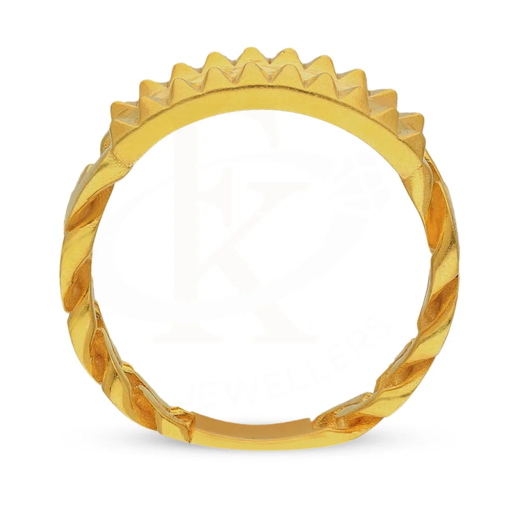 Gold Curb Bangle With Ring In 22Kt - Fkjbng22K1942 Bangles