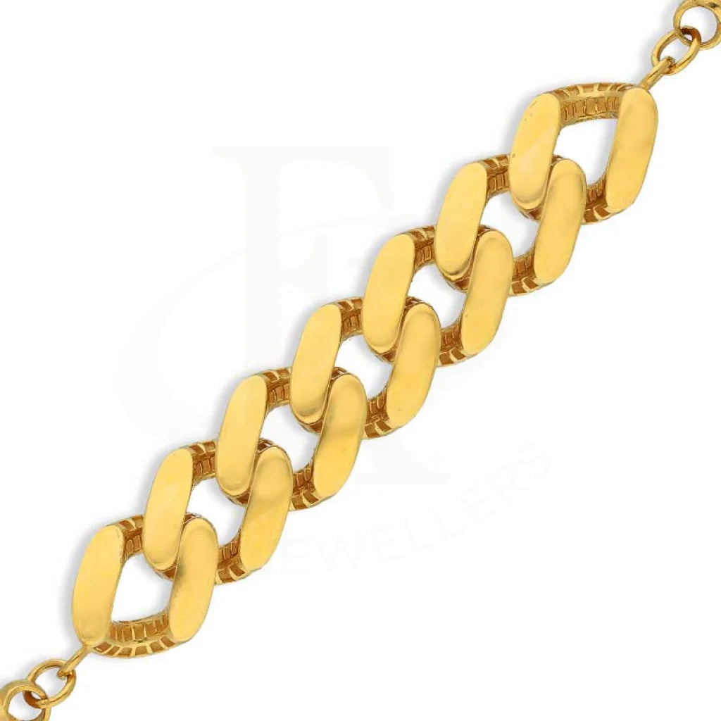 Gold Curb With Leather Bracelet In 21Kt - Fkjbrl21K2764 Bracelets