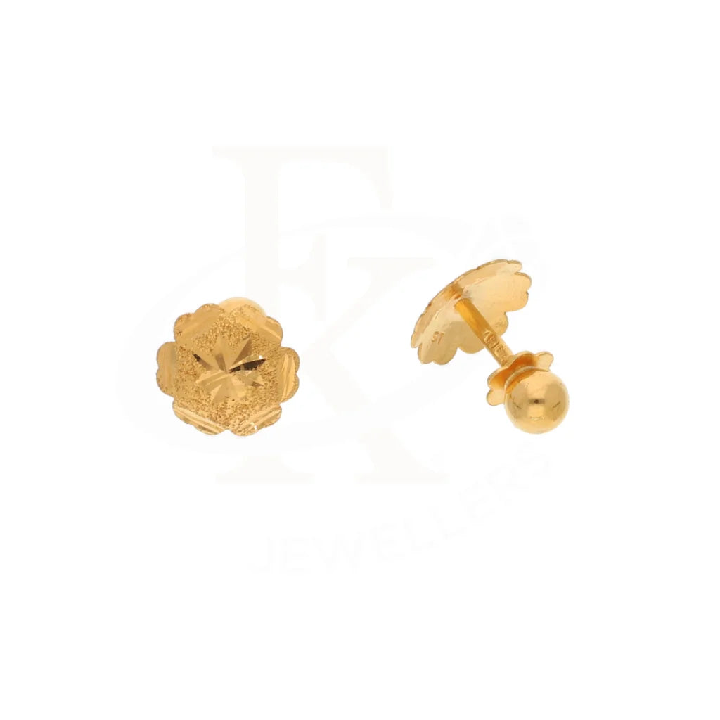 Gold Designer Stud Flower Earrings 21Kt - Fkjern21Km8621