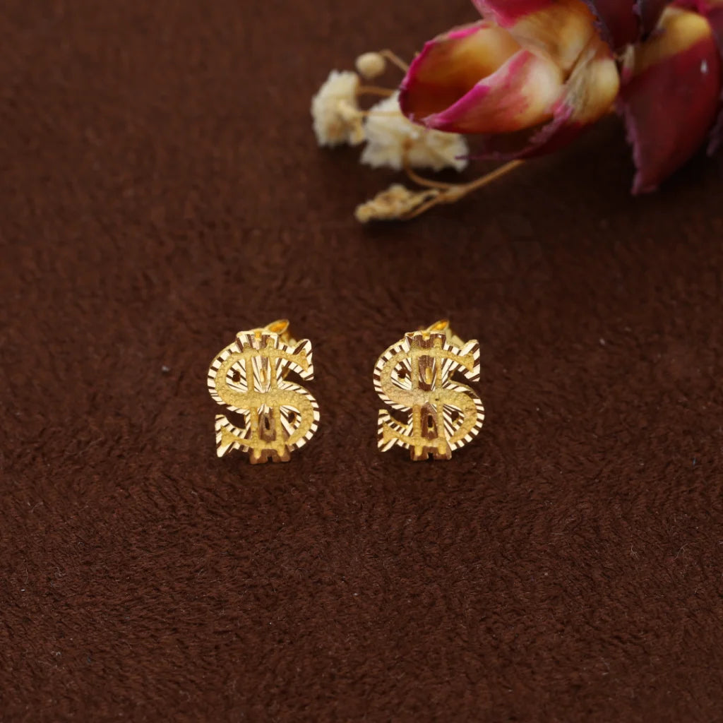 Gold Dollar Shaped Earring 21Kt - Fkjern21Km8468 Earrings