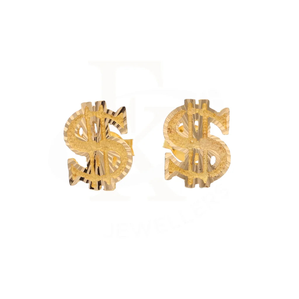 Gold Dollar Shaped Earring 21Kt - Fkjern21Km8468 Earrings