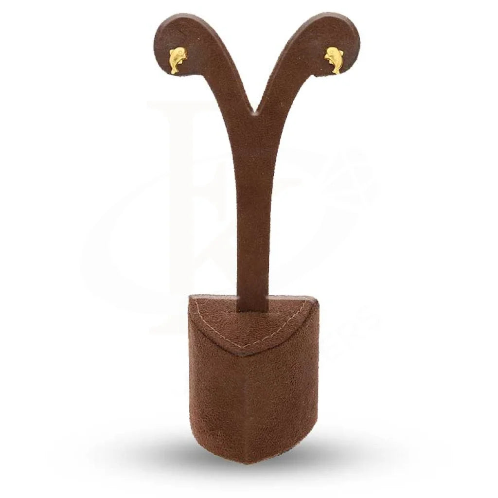 أقراط مرصعة بالذهب على شكل دولفين عيار 18 قيراطًا - Fkjern18K3084