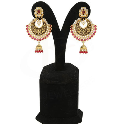 Gold Dome Shaped Jhumka Drop Earrings 22Kt - Fkjern22K2327