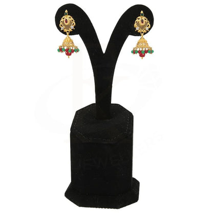 Gold Dome Shaped Jhumka Drop Earrings 22Kt - Fkjern22K2338