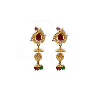 Gold Dome Shaped Jhumka Drop Earrings 22Kt - Fkjern22K2351