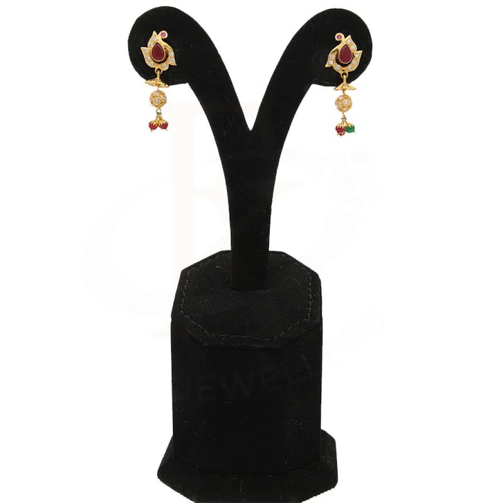 Gold Dome Shaped Jhumka Drop Earrings 22Kt - Fkjern22K2351