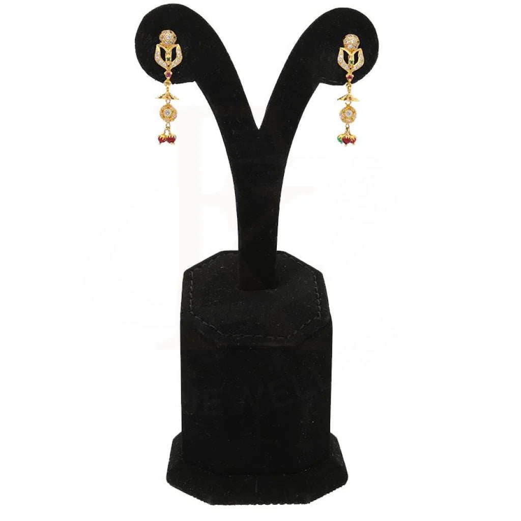 Gold Dome Shaped Jhumka Drop Earrings 22Kt - Fkjern22K2352