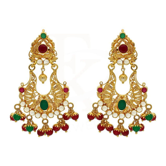 Gold Dome Shaped Jhumka Drop Earrings 22Kt - Fkjern22K2362