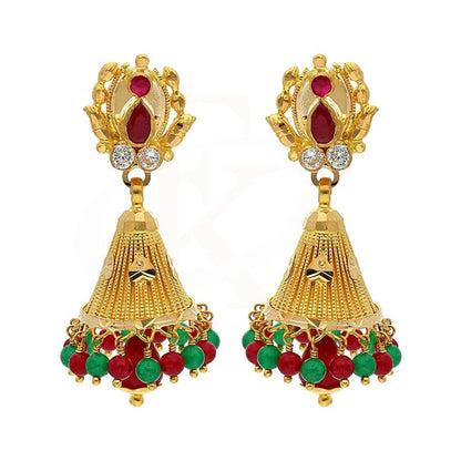 Gold Dome Shaped Jhumka Drop Earrings 22Kt - Fkjern22K2367