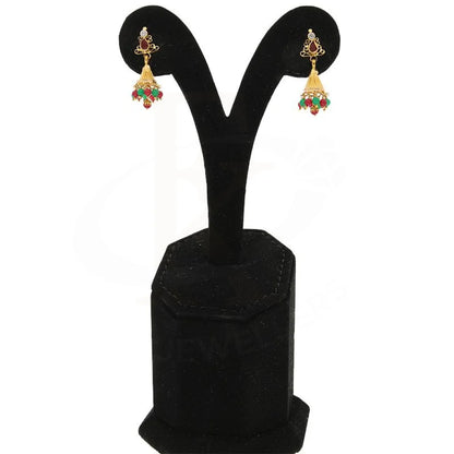 Gold Dome Shaped Jhumka Drop Earrings 22Kt - Fkjern22K2376