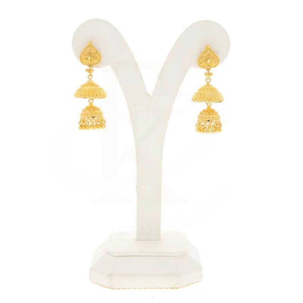 Gold Dome Shaped Jhumka Drop Earrings 22Kt - Fkjern22K2973