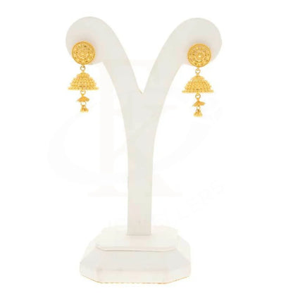 Gold Dome Shaped Jhumka Drop Earrings 22Kt - Fkjern22K2975