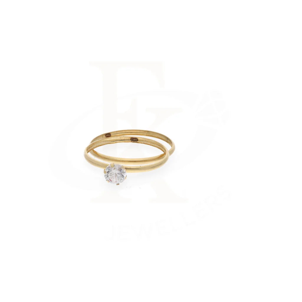 Gold Double Band Solitaire Ring 18Kt - Fkjrn18K8055 Rings