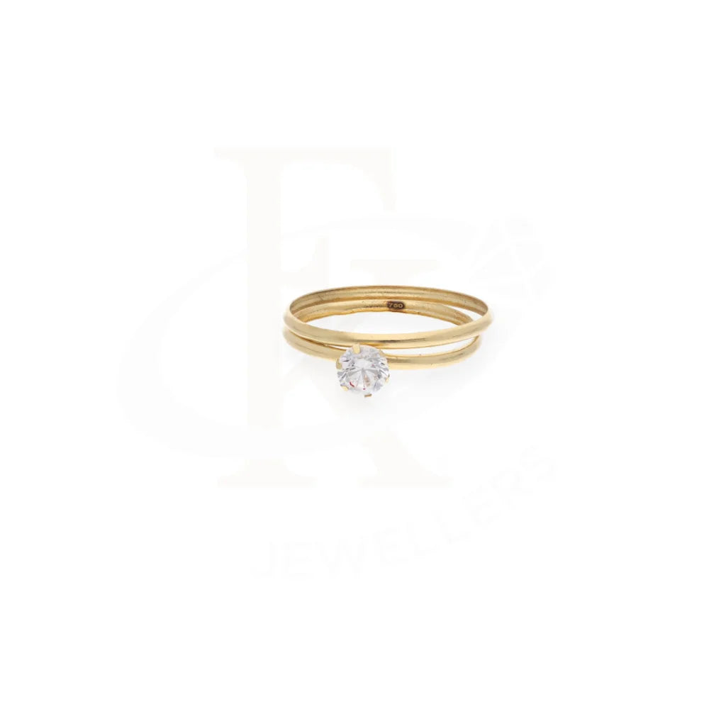 Gold Double Band Solitaire Ring 18Kt - Fkjrn18K8055 Rings