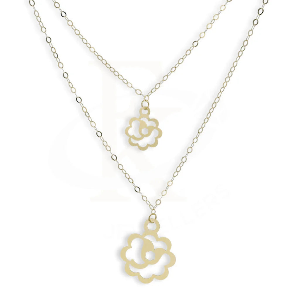 Gold Double Flower Necklace 18Kt - Fkjnkl18Km5301 Necklaces