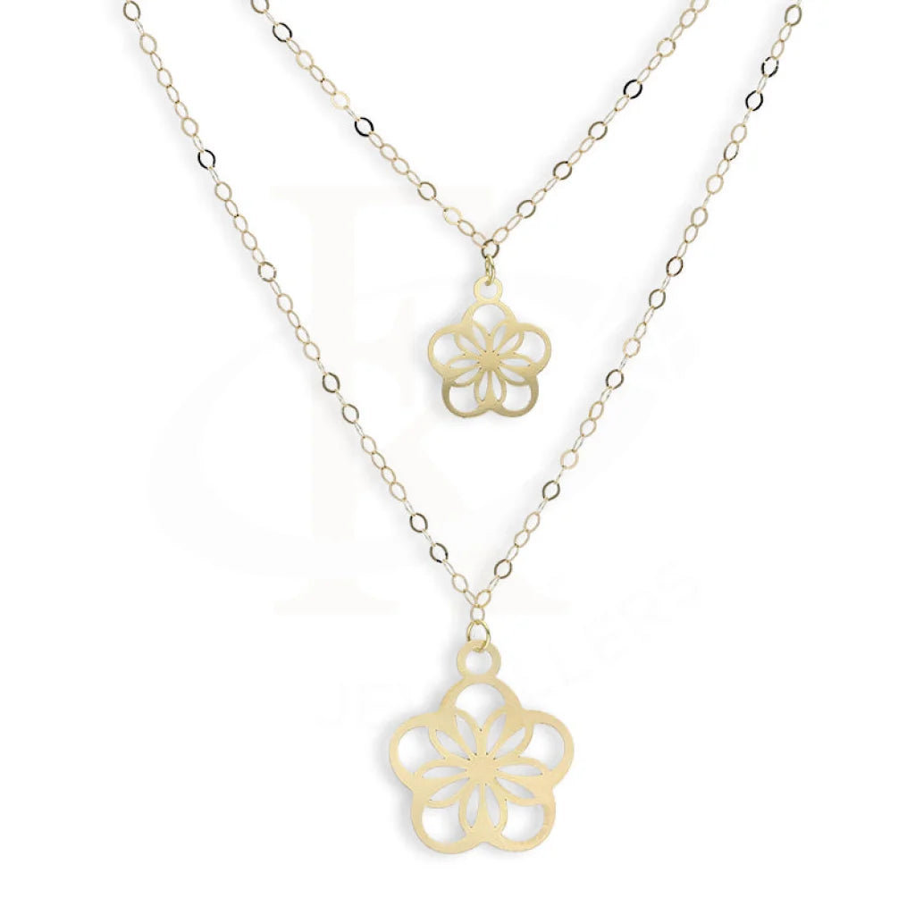 Gold Double Flower Necklace 18Kt - Fkjnkl18Km5305 Necklaces