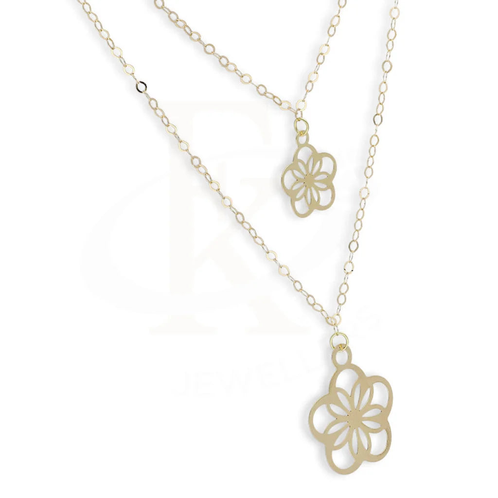 Gold Double Flower Necklace 18Kt - Fkjnkl18Km5305 Necklaces