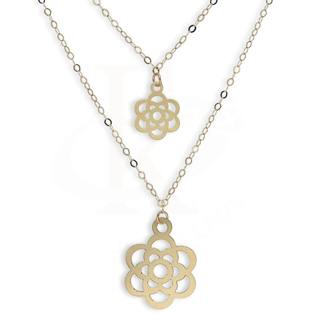 Gold Double Flower Necklace 18Kt - Fkjnkl18Km5309 Necklaces