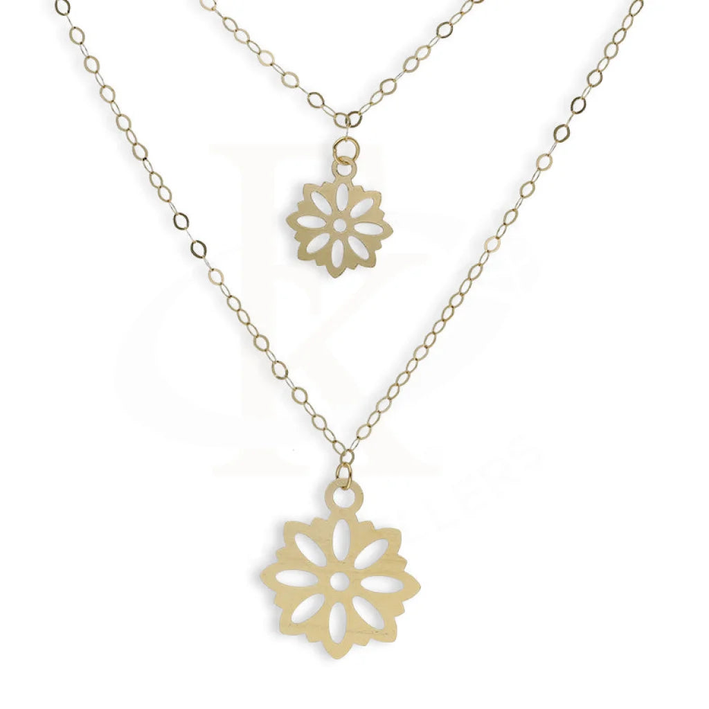 Gold Double Flower Necklace 18Kt - Fkjnkl18Km5311 Necklaces