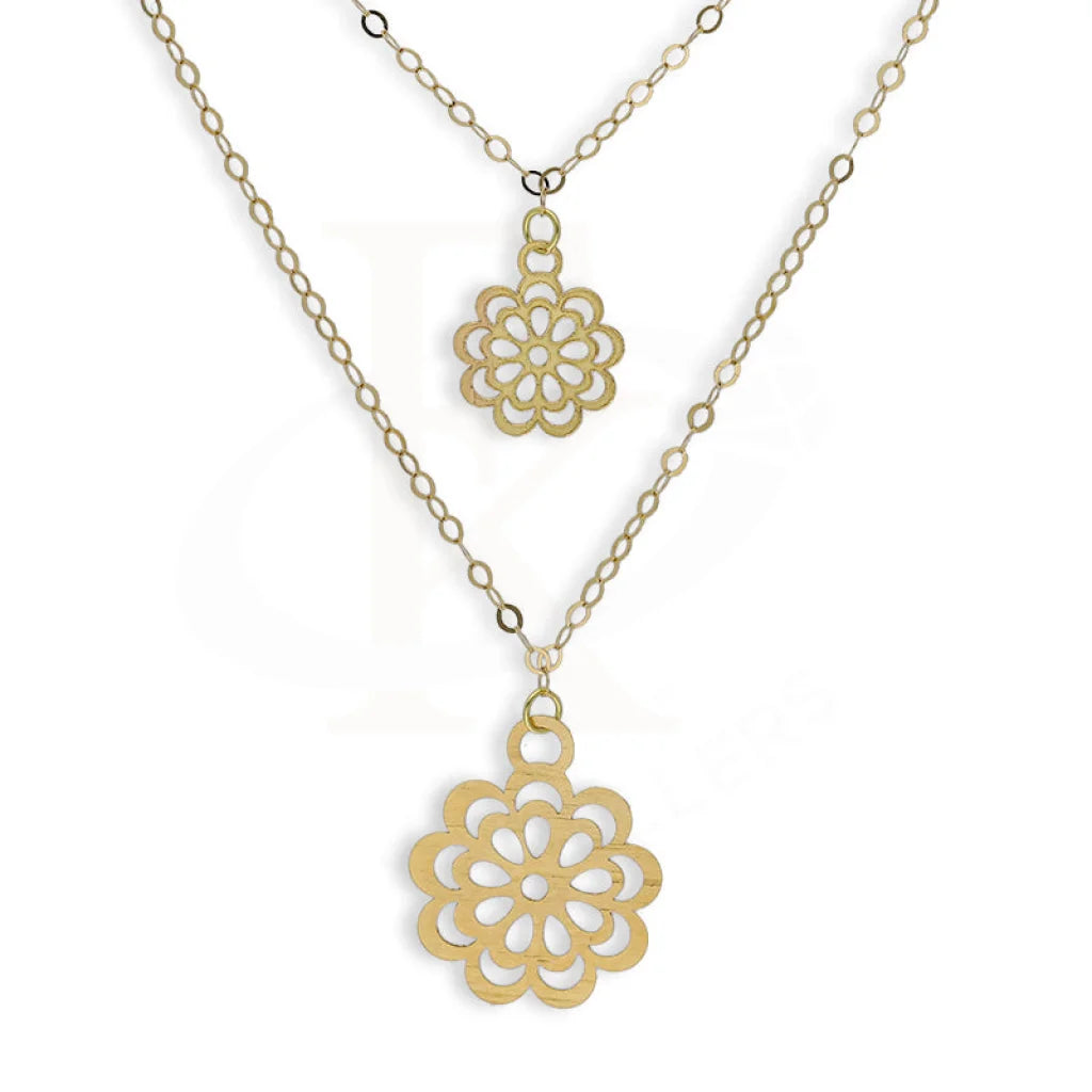 Gold Double Flower Necklace 18Kt - Fkjnkl18Km5313 Necklaces