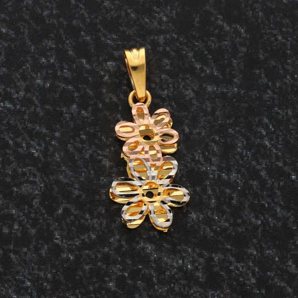 Gold Double Flower Pendant 21Kt - Fkjpnd21Km8535 Pendants