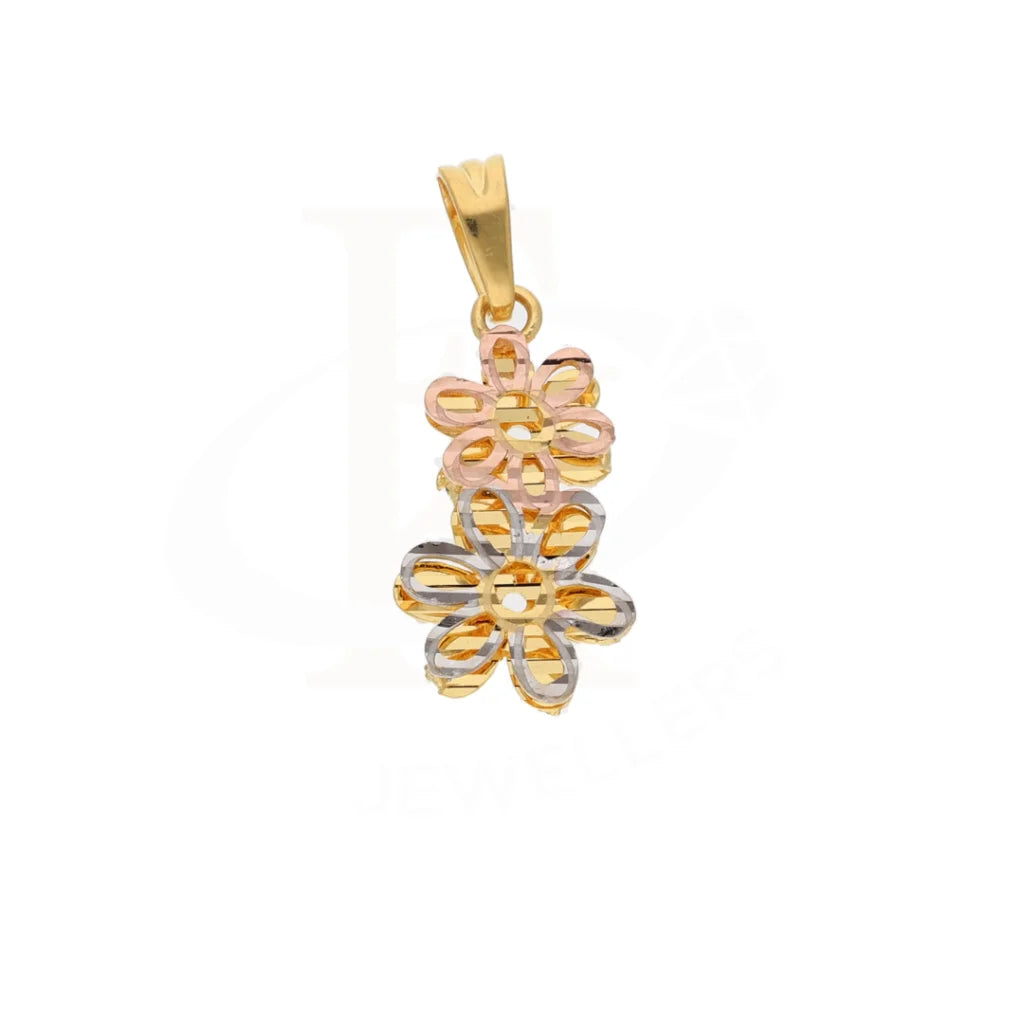 Gold Double Flower Pendant 21Kt - Fkjpnd21Km8535 Pendants