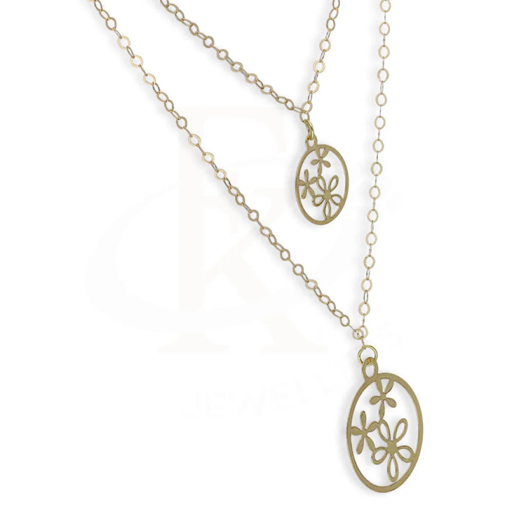 Gold Double Flowers Necklace 18Kt - Fkjnkl18Km5307 Necklaces