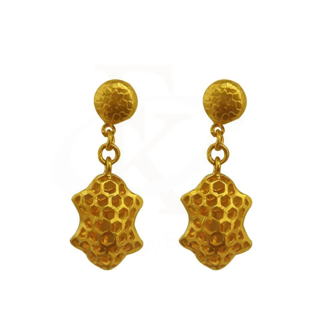 Gold Drop Earrings 22Kt - Fkjern1624