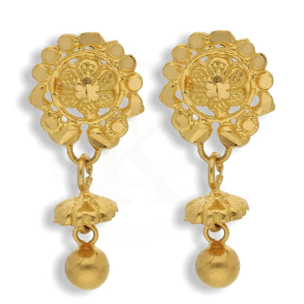 Gold Drop Earrings 22Kt - Fkjern22K2117