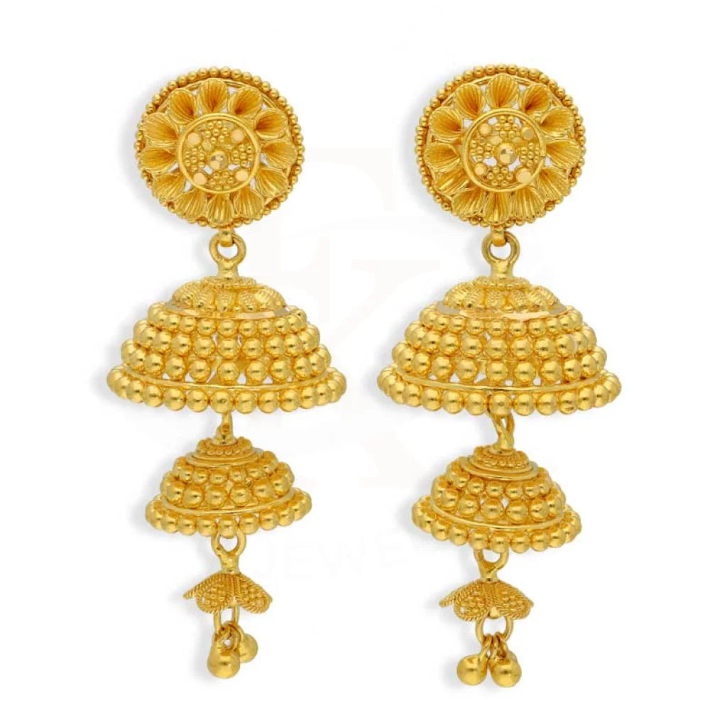 Gold Drop Earrings 22Kt - Fkjern22K2743