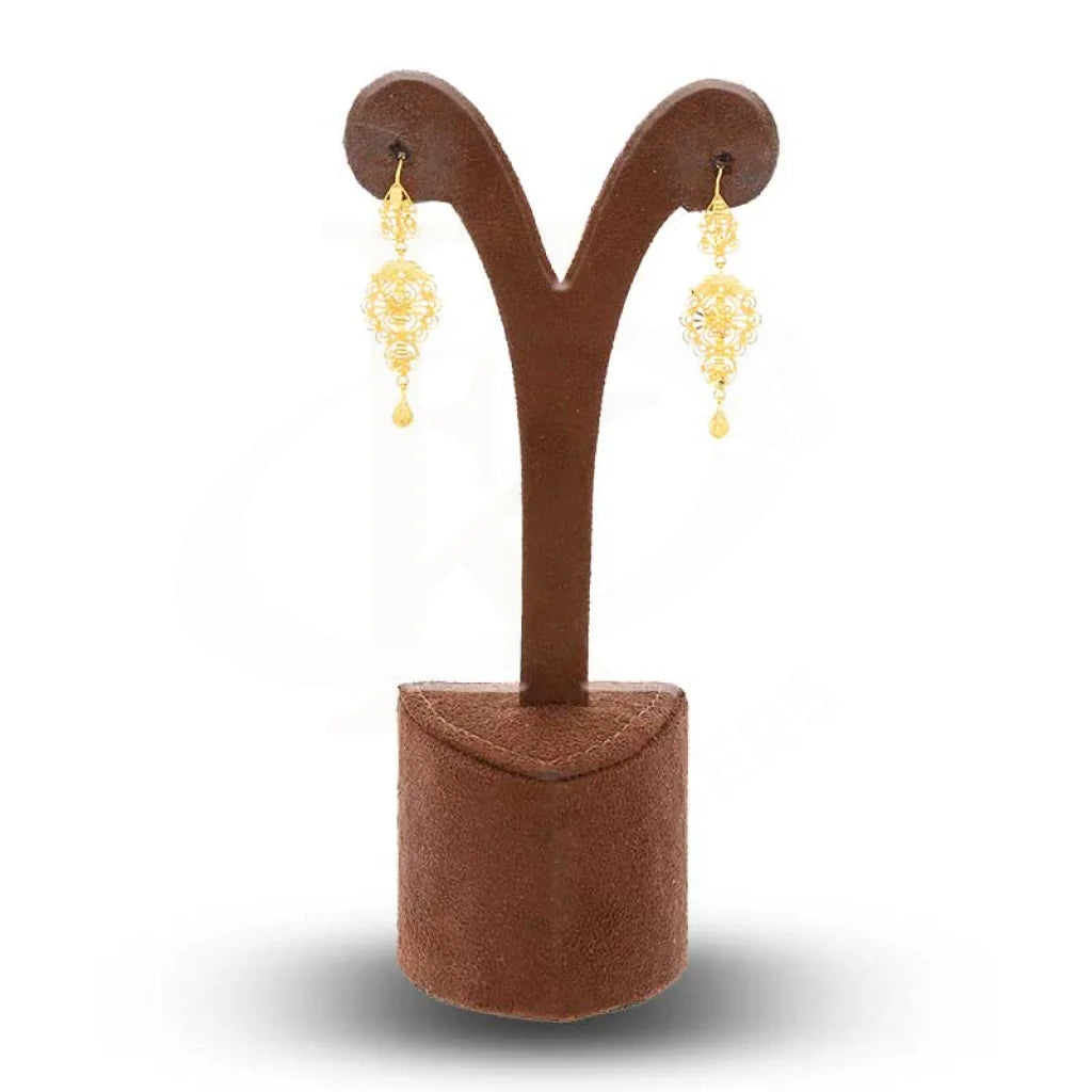 Gold Drop Earrings 22Kt - Fkjern22K2959