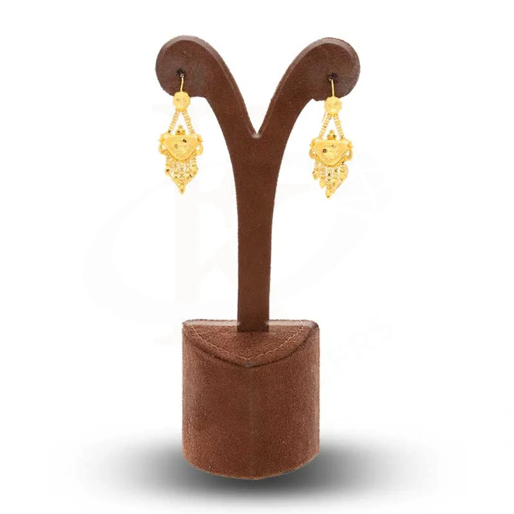 Gold Drop Earrings 22Kt - Fkjern22K2965