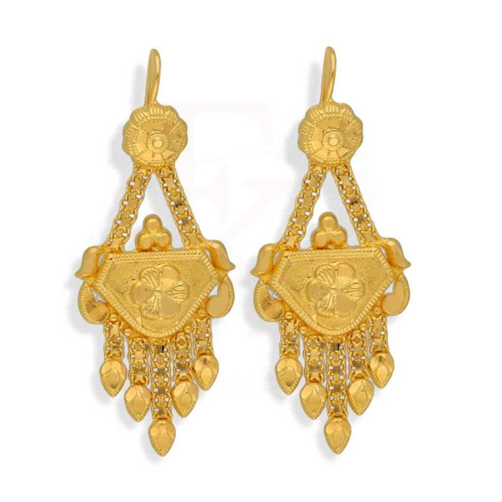 Gold Drop Earrings 22Kt - Fkjern22K2965