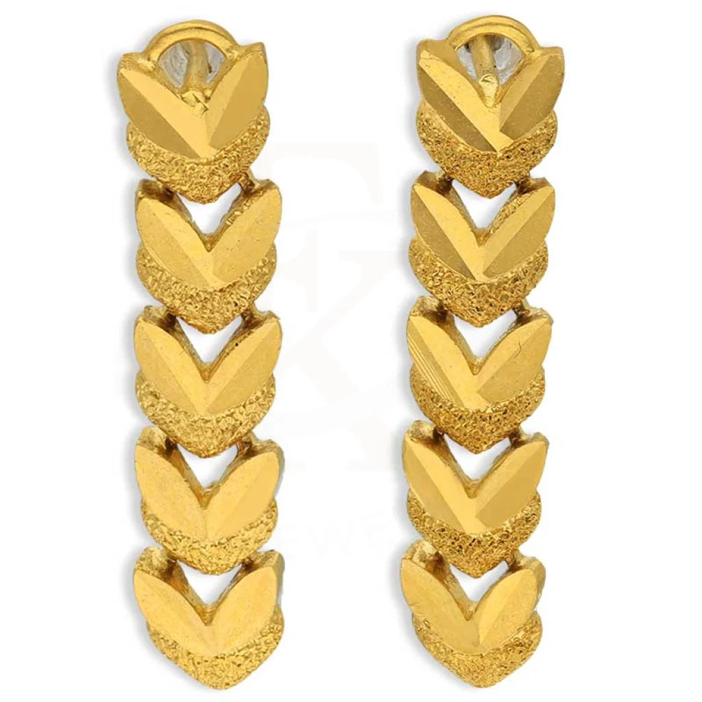 Gold Drop Earrings 22Kt - Fkjern22K3161
