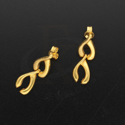 Gold Drop Earrings 22Kt - Fkjern22K3162