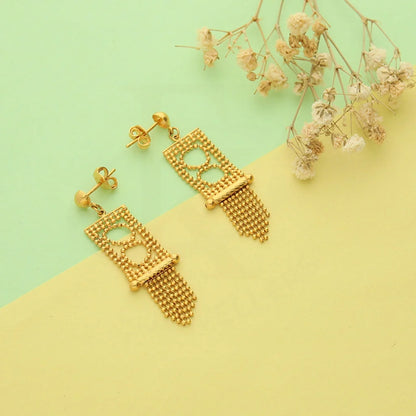 Gold Drop Earrings 22Kt - Fkjern22K3168
