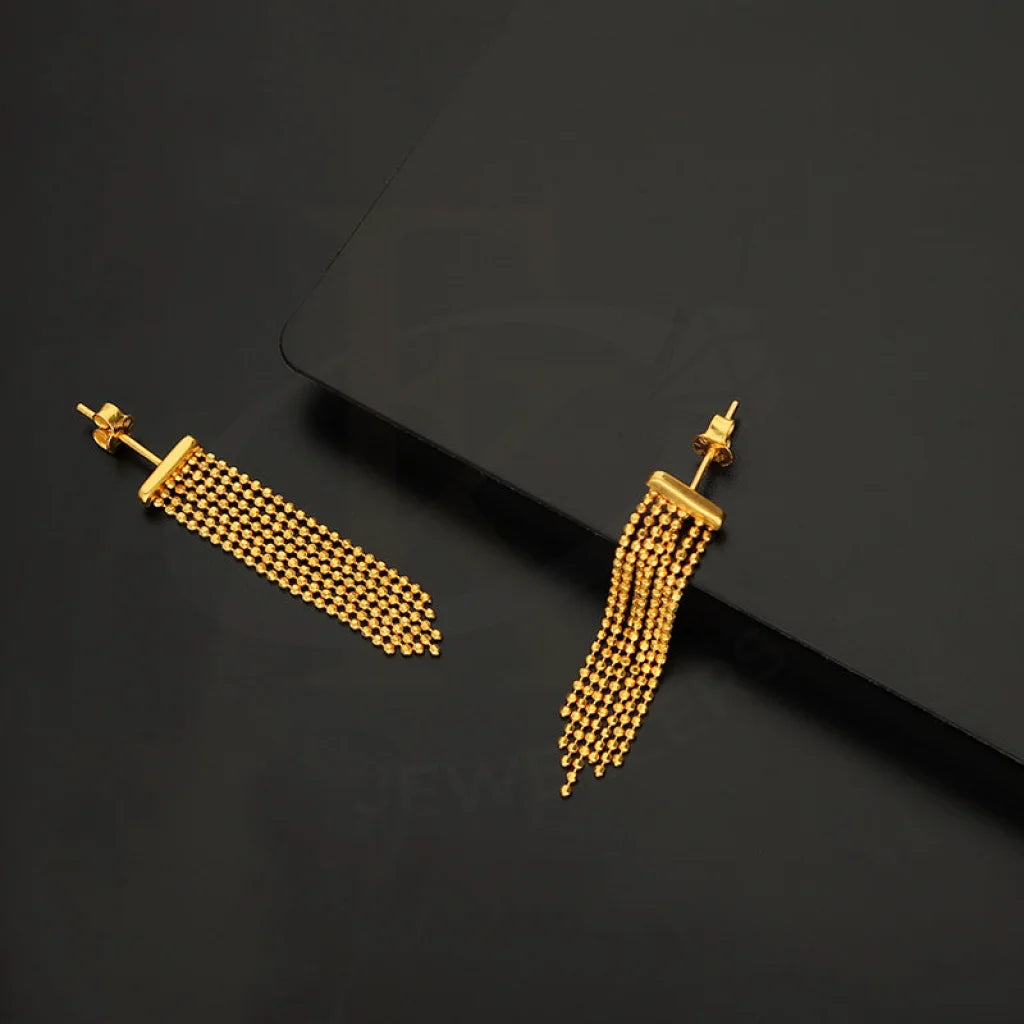 Gold Drop Earrings 22Kt - Fkjern22K3169