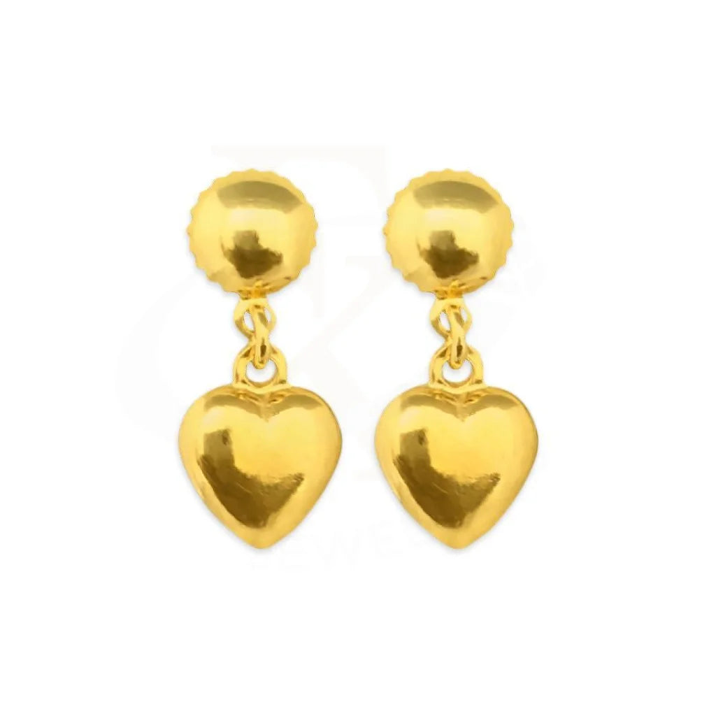 Gold Drop Heart Earrings 18Kt - Fkjern1561