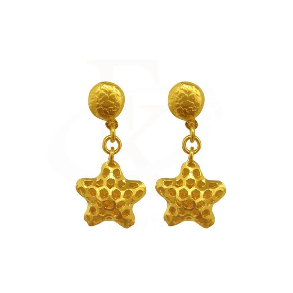 Gold Drop Star Earrings 22Kt - Fkjern1618