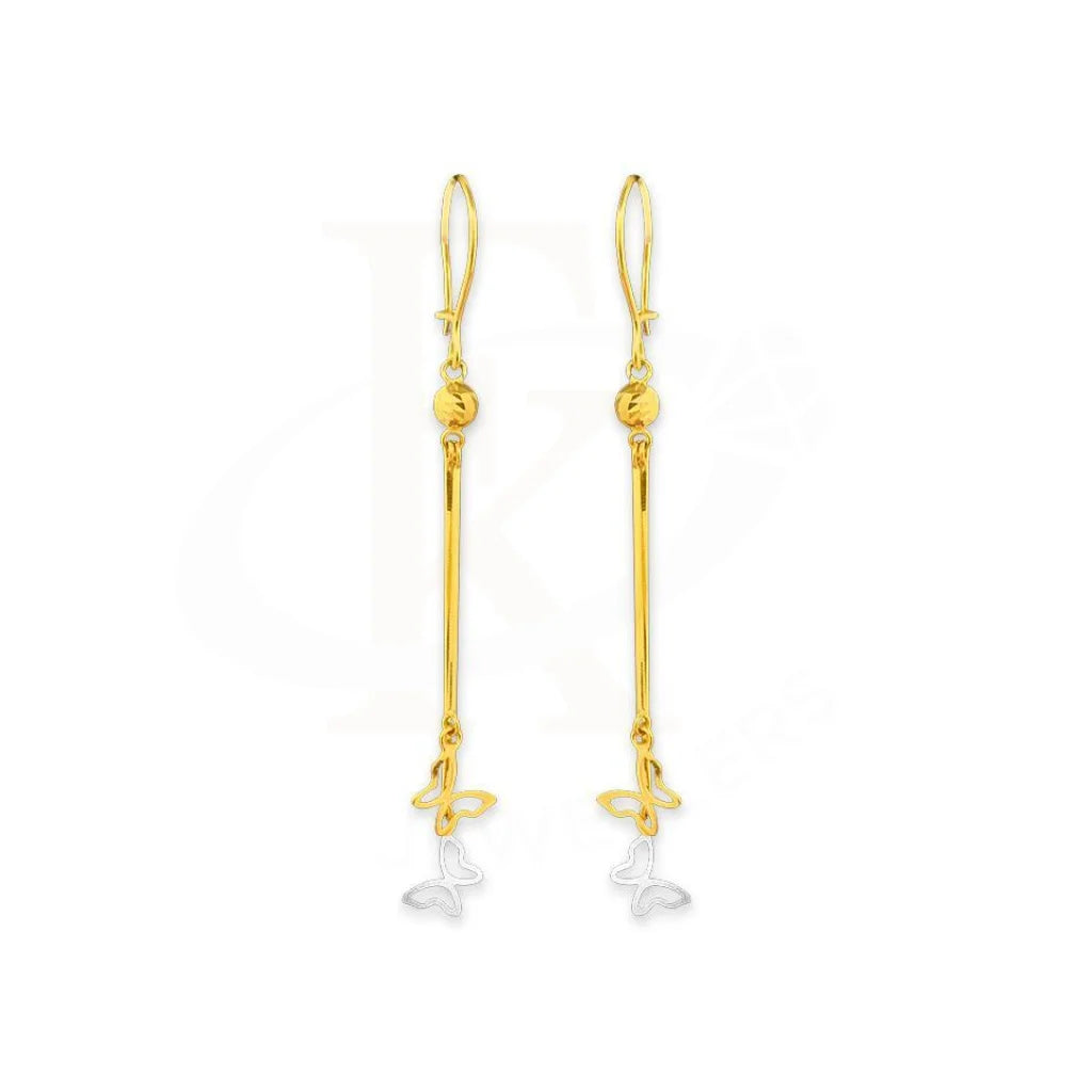 Gold Drop Twin Butterfly Earrings 18Kt - Fkjern1574