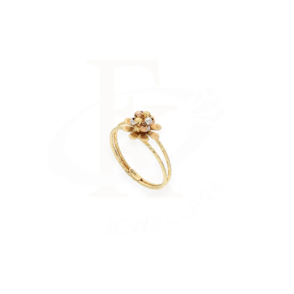 Gold Flower Dual Tone Shaped Ring 18Kt - Fkjrn18K7910 Rings