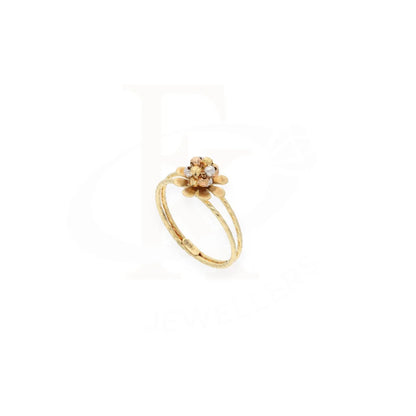 Gold Flower Dual Tone Shaped Ring 18Kt - Fkjrn18K7910 Rings