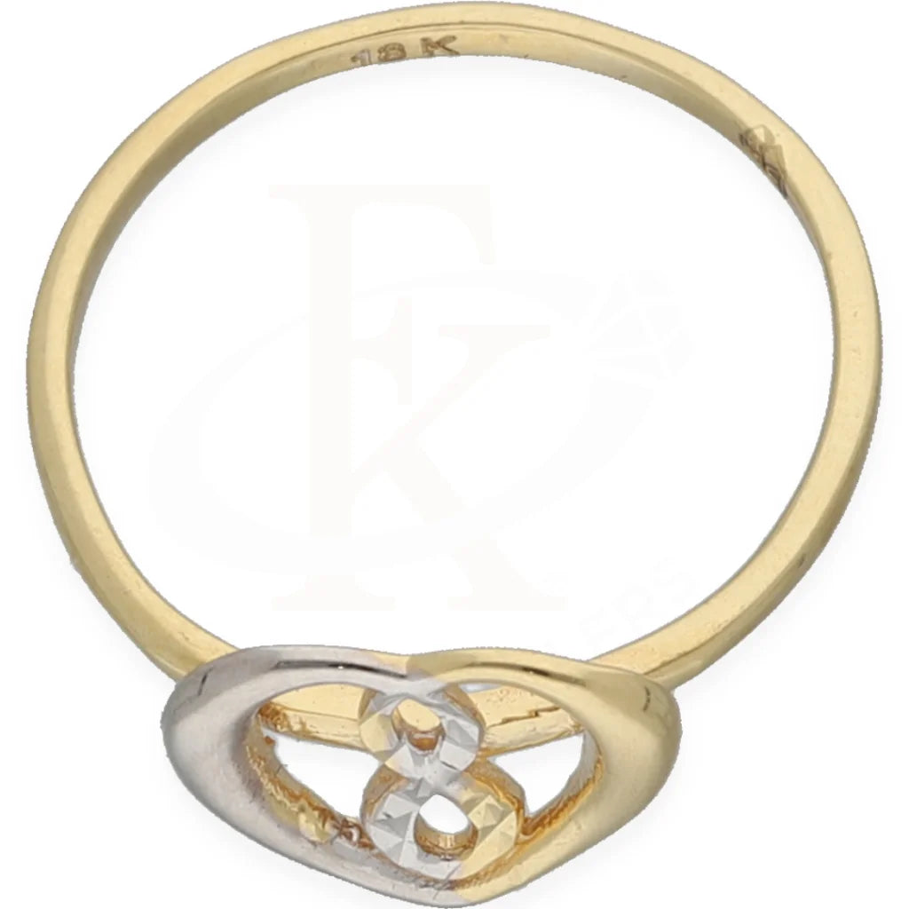 Gold Dual Tone Heart Shaped Ring 18Kt - Fkjrn18K7341 Rings