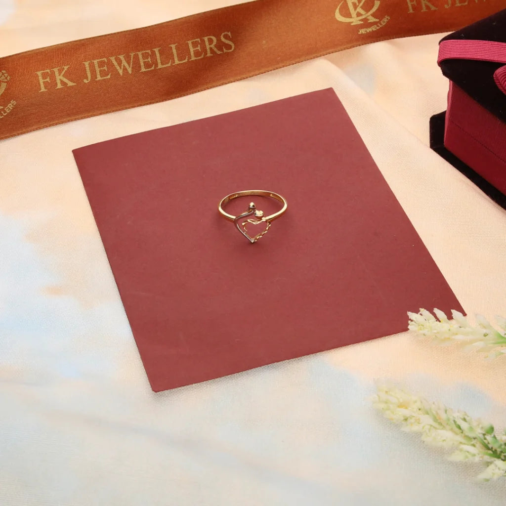 Gold Dual Tone Heart Shaped Ring 18Kt - Fkjrn18K7342 Rings