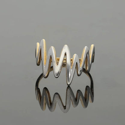 Gold Dual Tone Heartbeat Shaped Ring 18Kt - Fkjrn18K2567 Rings