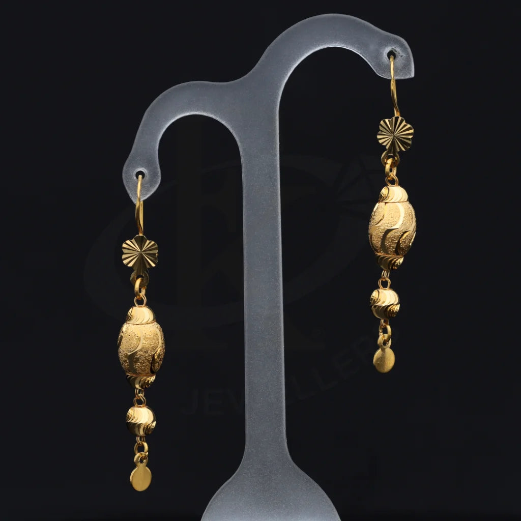 Gold Elegant Earrings 21Kt - Fkjern21K7765