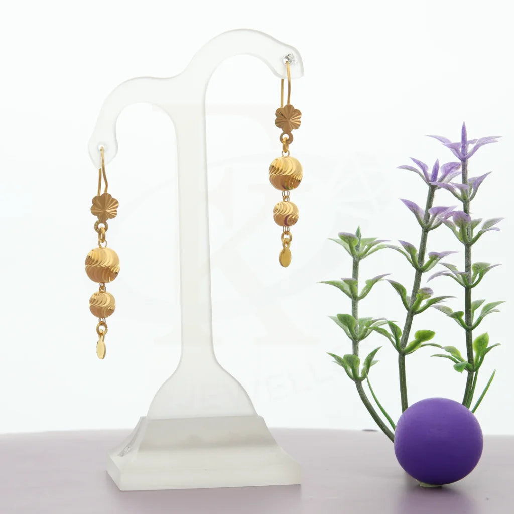 Gold Elegant Earrings 21Kt - Fkjern21K7768