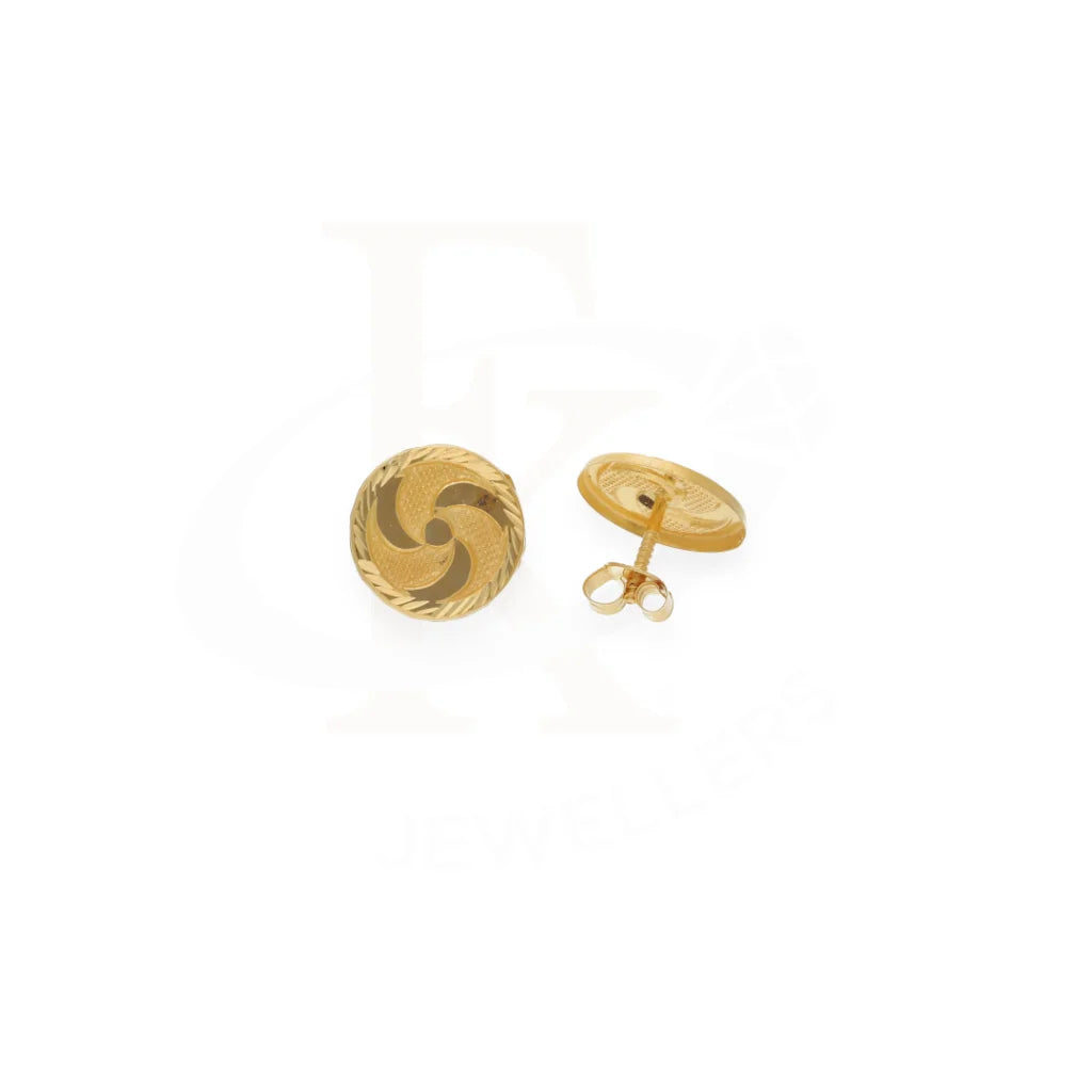 Gold Ethnic Round Earrings 18Kt - Fkjern18K8229